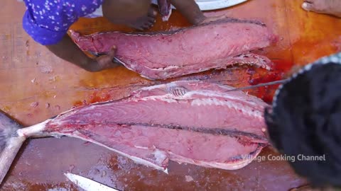 FISH _ Tuna Fish Cutting and Cooking in