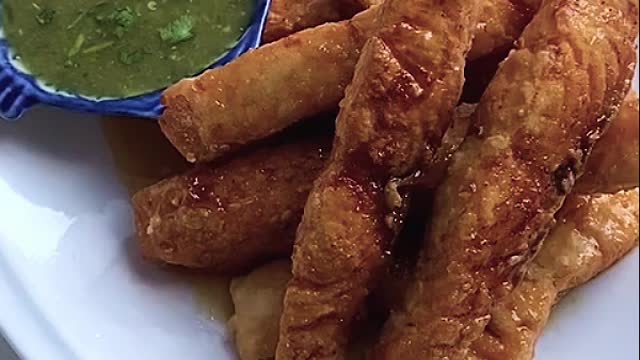 Delicious fried fish sticks