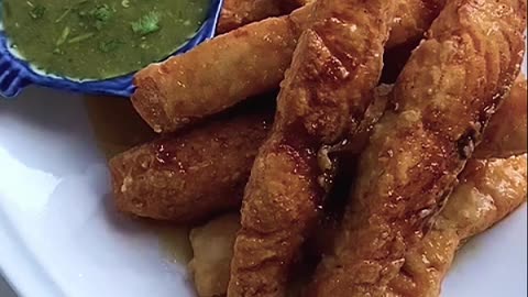 Delicious fried fish sticks