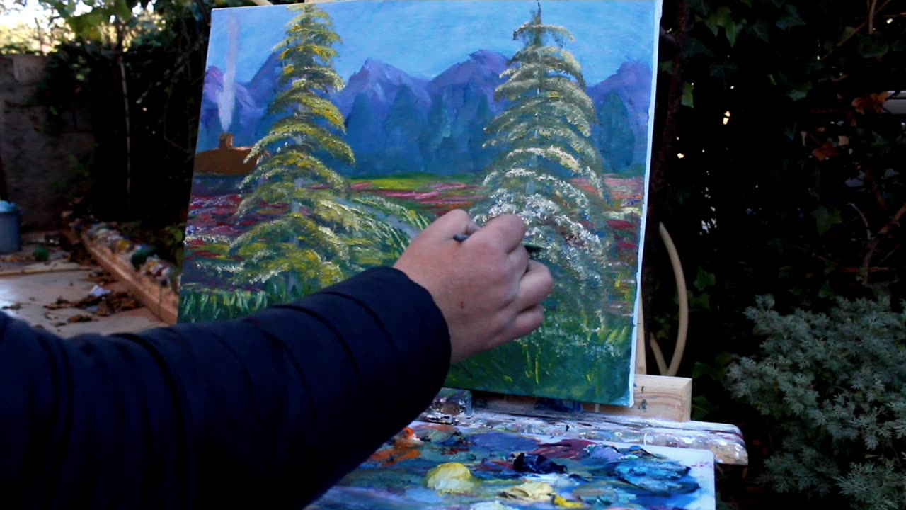 painting amazing lanfdscape with oil colors