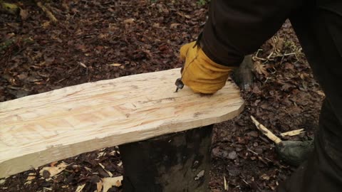 Making a shave horse from a log