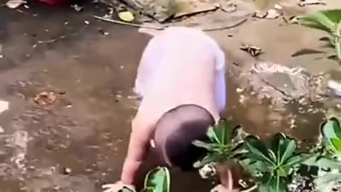 Boy fall in water..