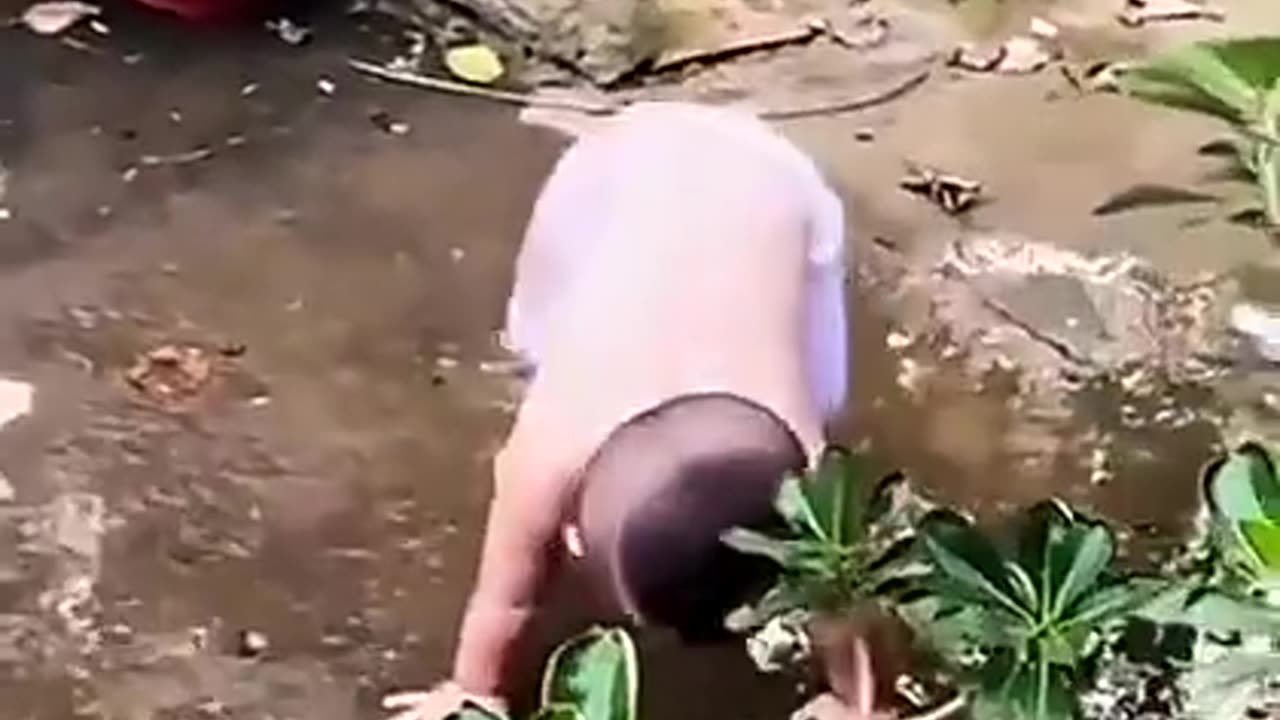 Boy fall in water..