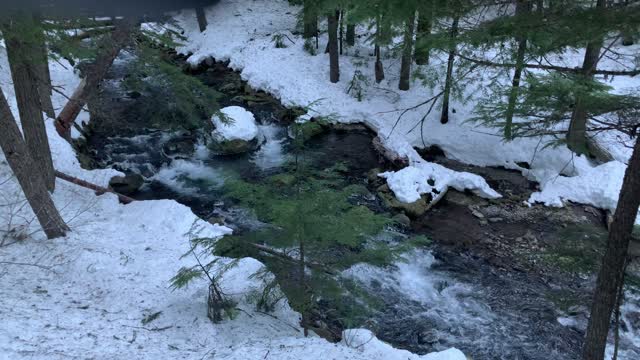 Wild River Flowing Under a Bridge During Winter – Tamanawas Falls – Mount Hood – Oregon – 4K