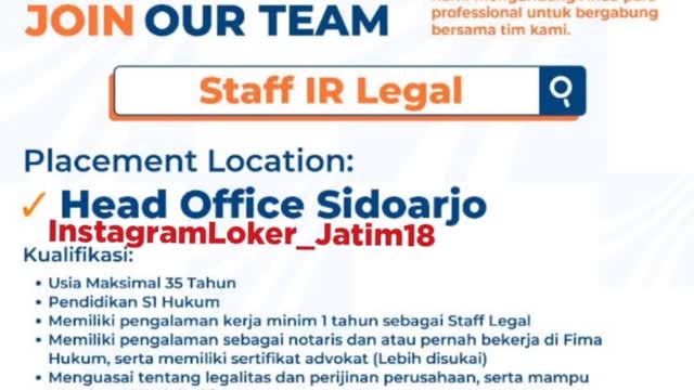 Rekomendasi loker Sentralsari Prima Sentosa Legal Staff #lowongankerja #pekerjaan #shorts #reels