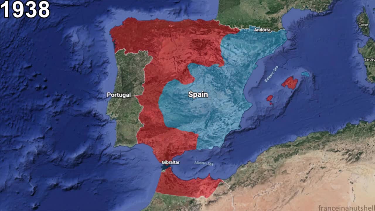 The Spanish Civil War Animated Map in 30 seconds