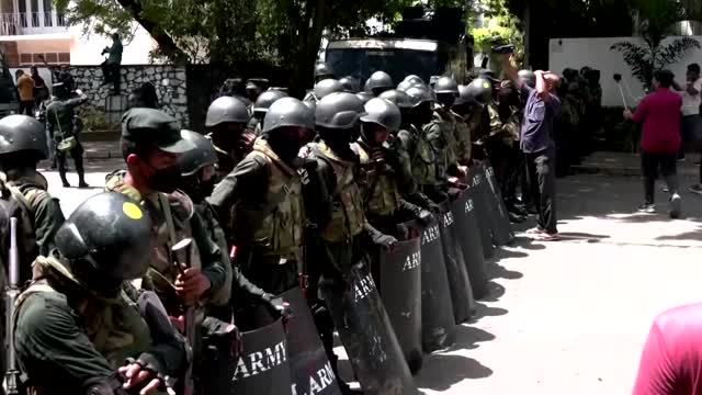 Sri Lankan forces fire tear gas to disperse protest