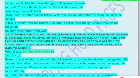 ST2.33 year old lady with 3 weeks history of night sweating and pyrexia