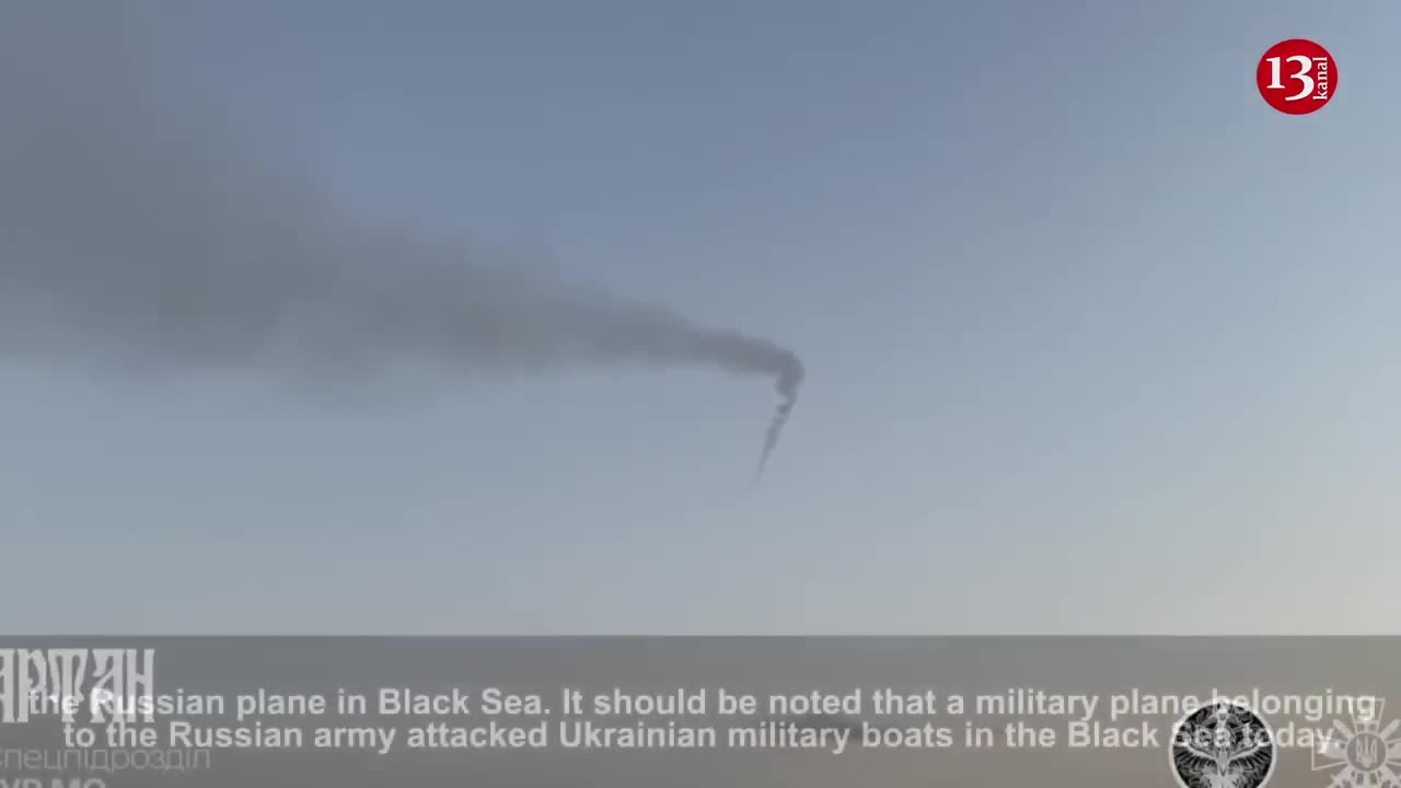 Moment Ukrainian missile strikes Russian military plane in Black Sea.mp4