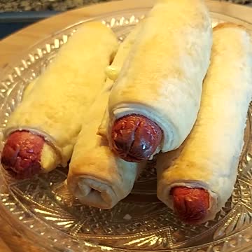 Sausages in puff pastry, delicious breakfast.