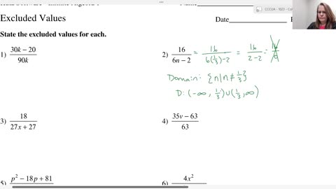 Excluded Values of Rational Expressions