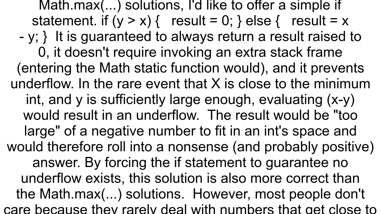 Java subtract two ints result should be a minimum of zero