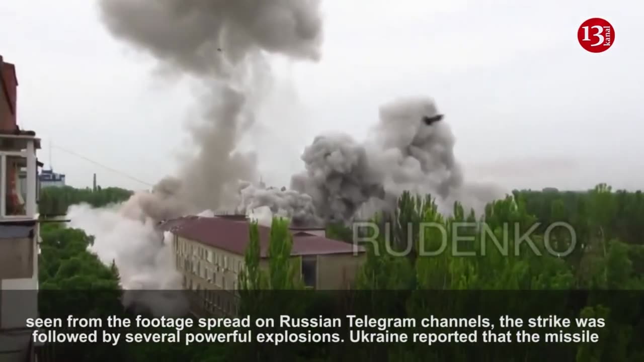 Footage showing the moment HIMARS attack Russian military base in Donetsk