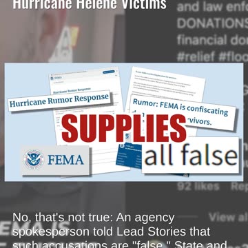 Fact Check: FEMA Is NOT Confiscating Supplies, Donations For Hurricane Helene Victims