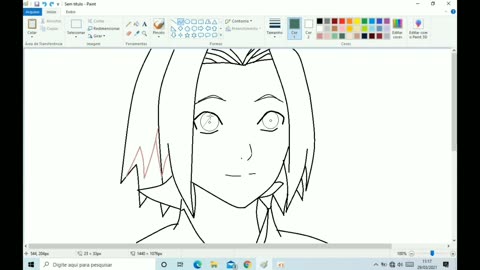 Drawing Sakura from the anime Naruto in Paint