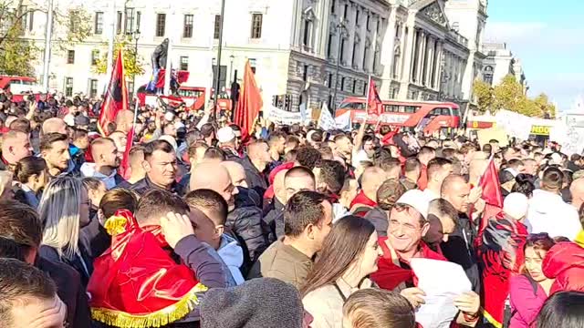 Albanians protest against Suella Braverman's 'invasion' allegation in London