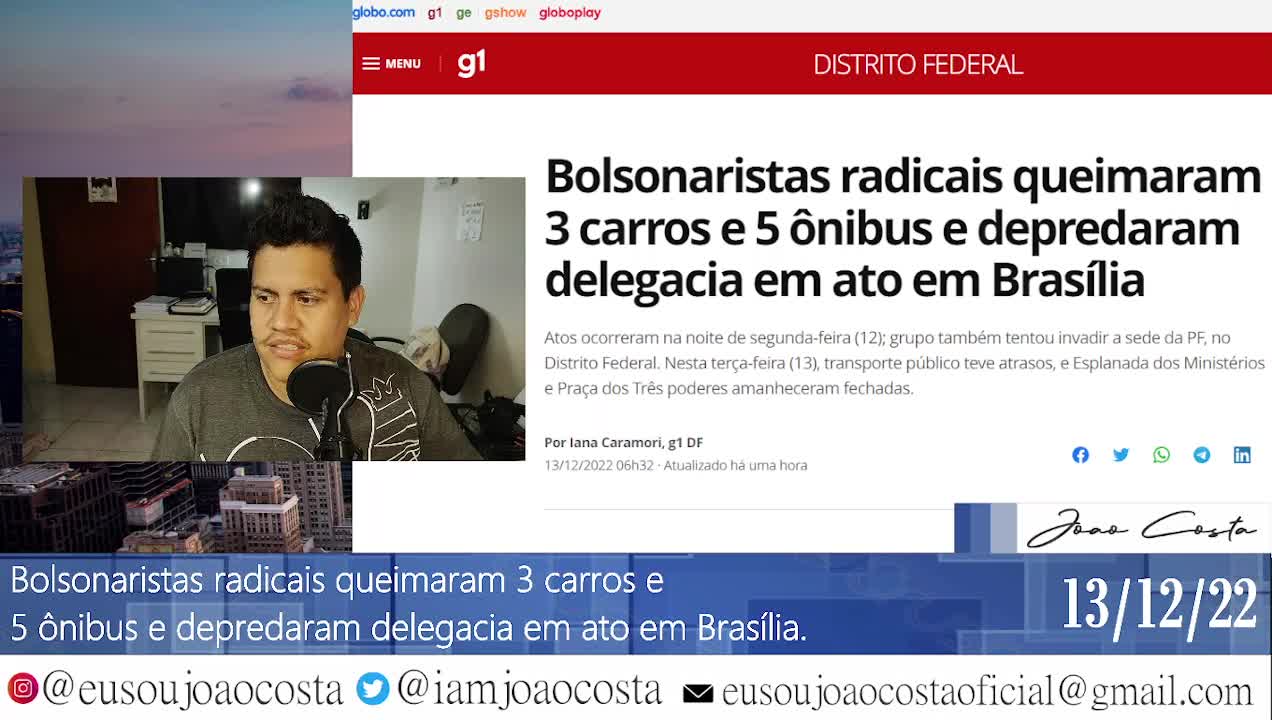 Bolsonaristas radicais queimaram 3 carros e 5 ônibus e depredaram delegacia em ato em Brasília.