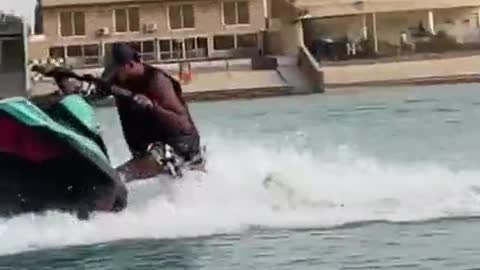 The jet ski was damaged by this guy