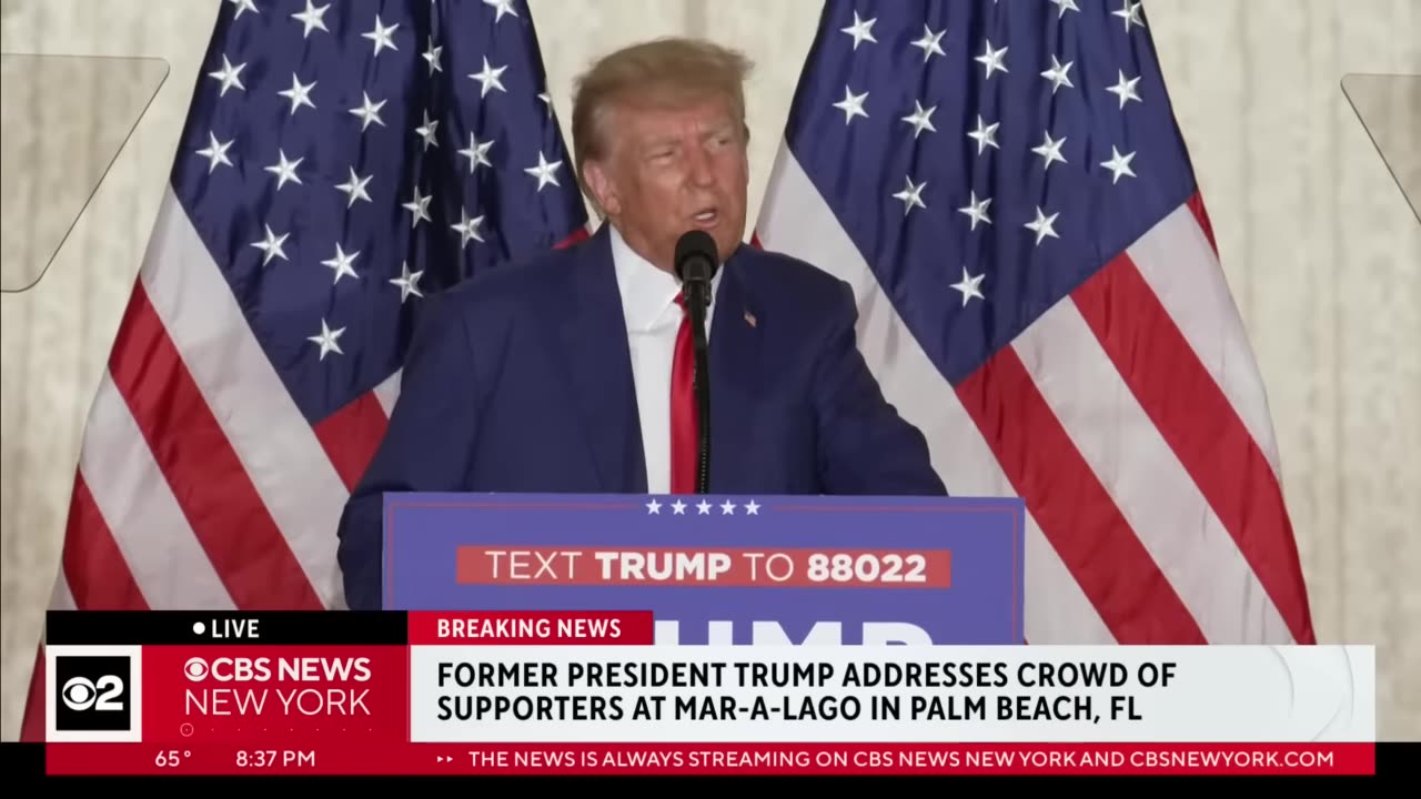 Former president Trump addresses supporters hours after arraignment