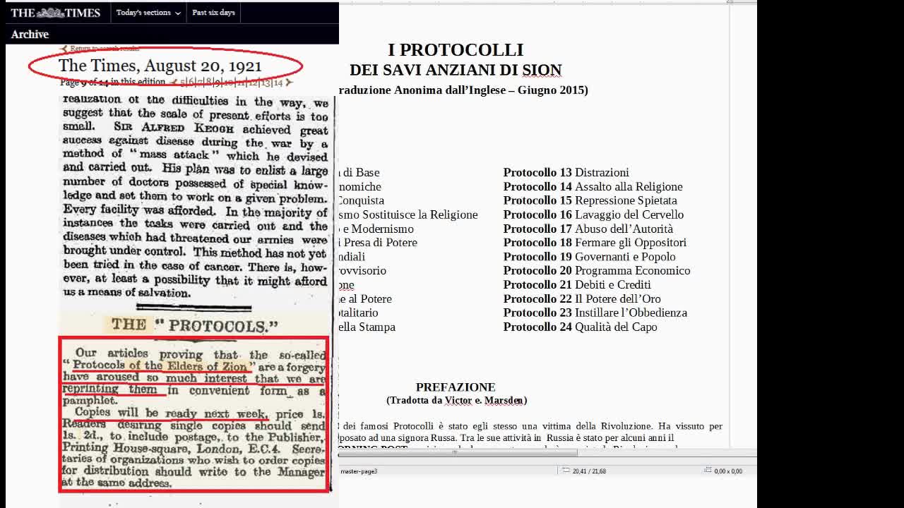 Protocolli 4-5 Savi Anziani di Sion-Analizzati nel momento e nel modo giusto