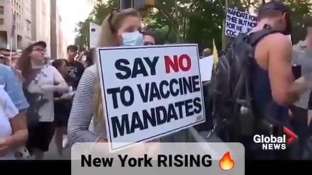 New Yorkers protesting vaccine mandates and passports.