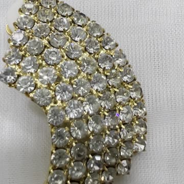 18KGP 2” x 1.25” Wing Shape Clip On Earrings. Made with Swarovski Crystal