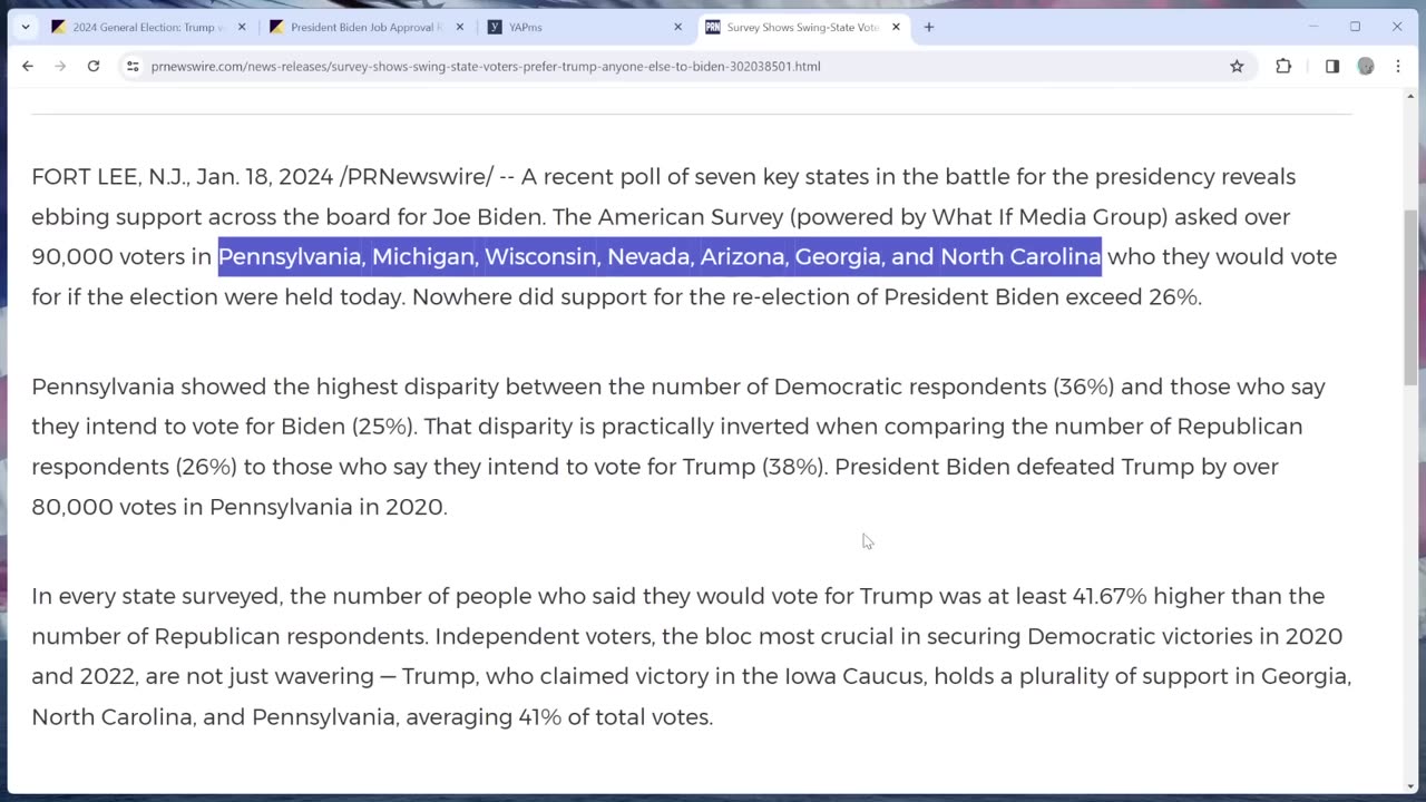 [2024-01-18] Trump EMERGES as CLEAR Favorite in EVERY Key State!