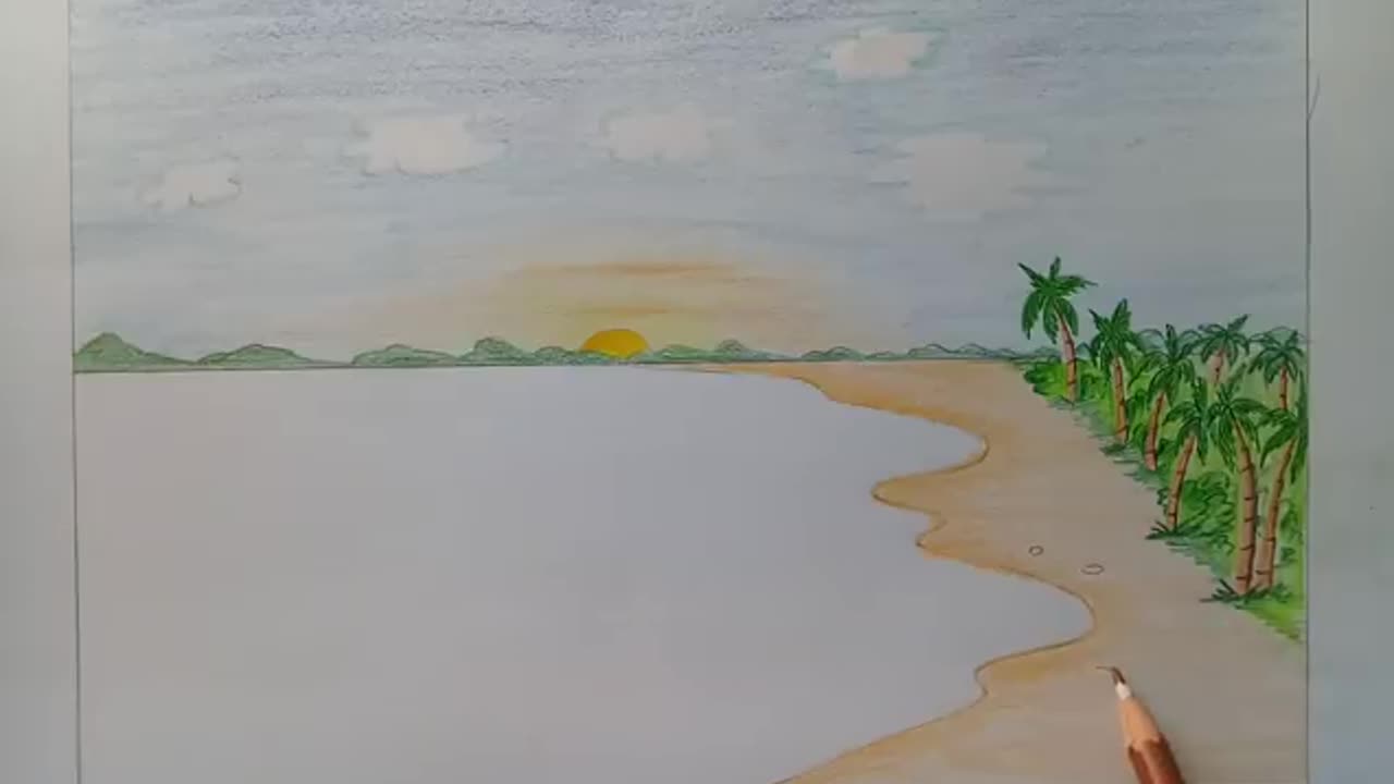 Simple Step-by-Step Guide to Drawing a Sea Beach