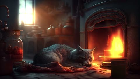 Cat-Fireplace-Comfort-Relaxation ||❤Animals Lover❤||