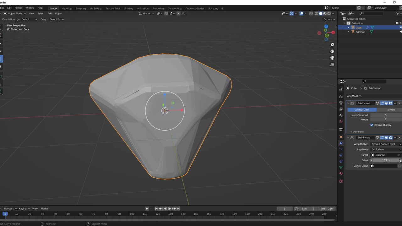 Blender - Modificador shrinkwrap