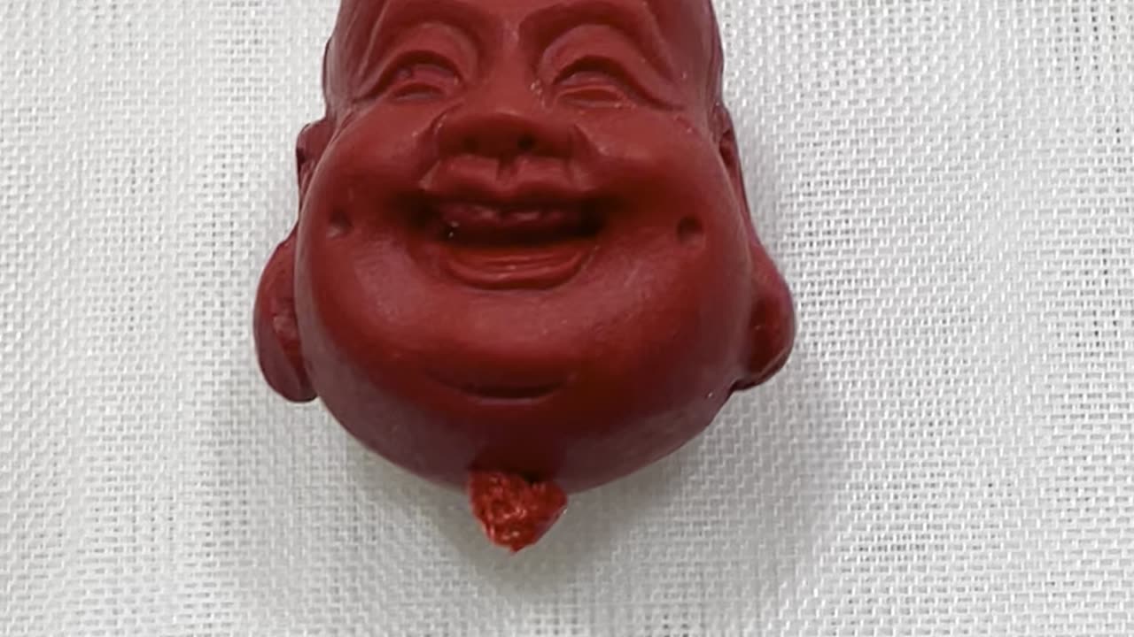 Handmade Unique 2” Drop Earrings with Red Jade, Cinnabar Happy Buddha