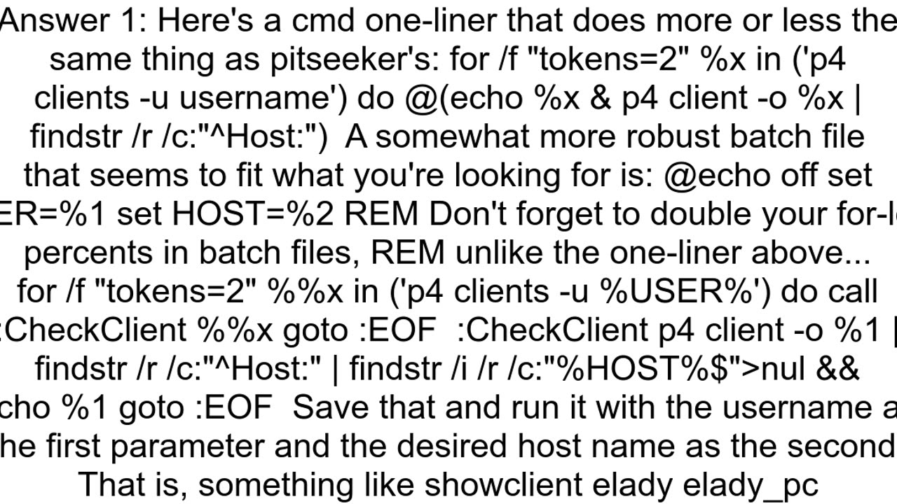 List workspaces of a user on a specific machine in Perforce