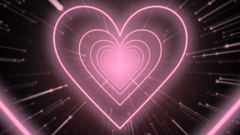 195. Pastel Pink💖Heart Tunnel - Heart Background - Neon Lights Love Heart