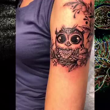 🦉💐Cute Owl & Flowers Tattoo💐🦉