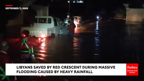 WATCH- Red Crescent Rescue Agency Saves Stranded Libyans From Flooded Zones