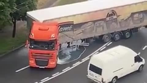 Large truck turning around