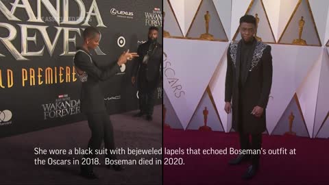 Letitia Wright pays homage to late co-star Boseman