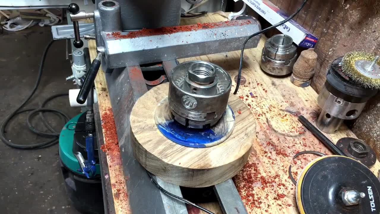 woodturning a pewter shavings dish-1