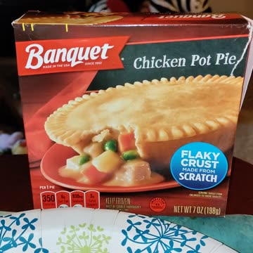 Eating Banquet Chicken Pot Pie, Dbn, MI, 8/22/23