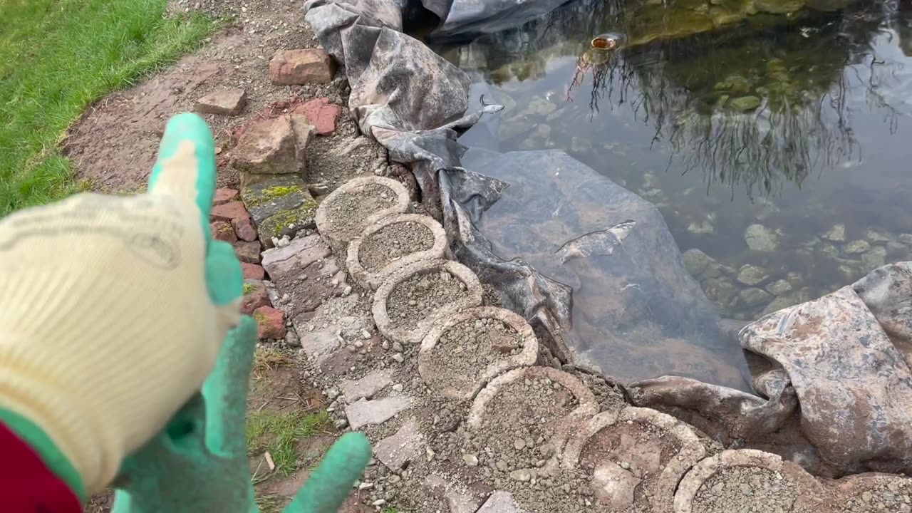 Lining the Pond and Natural Stone Border