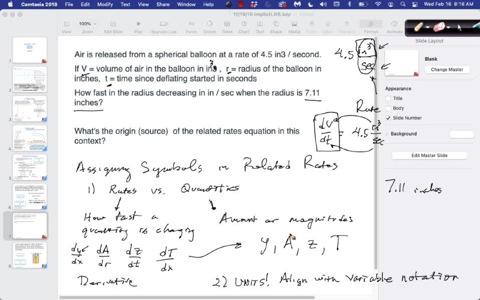 MAT 265 Wed Feb 16: Related Rates Examples