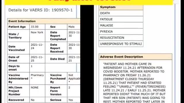 VAERS Report: Vaccines Side Effects