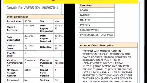 VAERS Report: Vaccines Side Effects