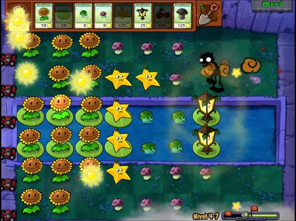 Plants vs Zombies Aventura Niebla Nivel 4 7