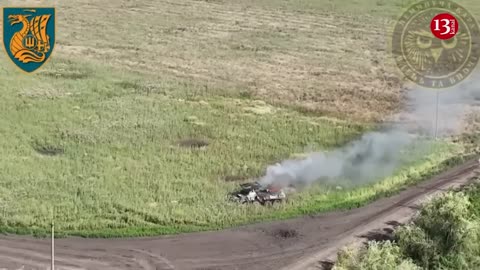 Kamikaze drone destroys armored personnel carrier that Russians left along with ammunition