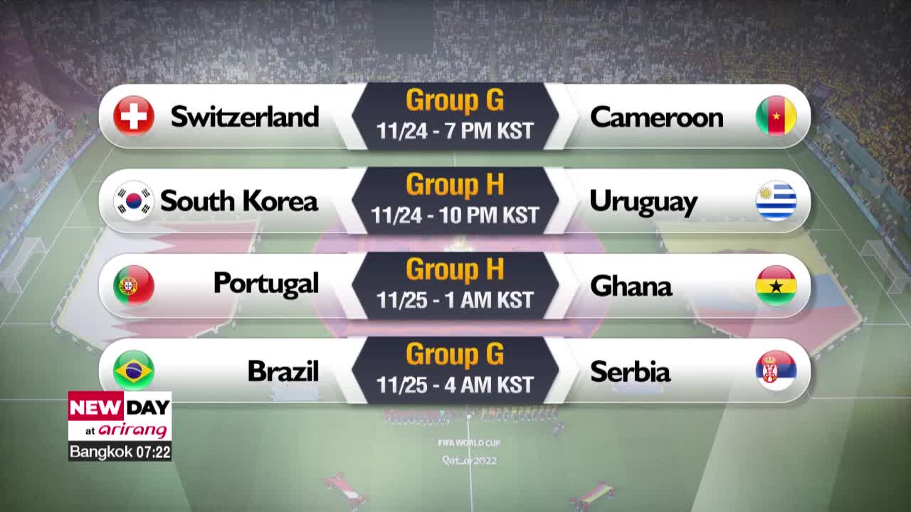 Opening game for South Korea amid 4 matches across groups G, H