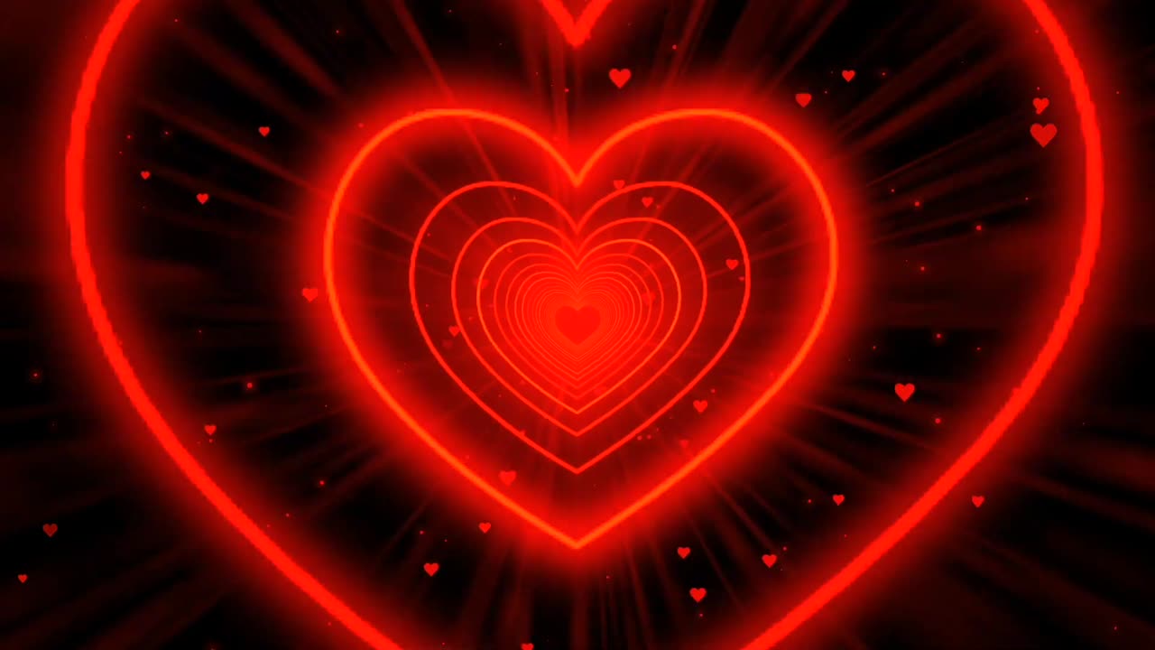 497. Heart Tunnel❤️Red Heart Background Neon Heart Heart ]