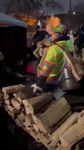 Police STEAL Freedom Convoys Fire Wood