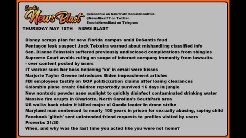 Thursday May 17, 2023 News Blast. #Enoch #NewsBlastReading #NBR