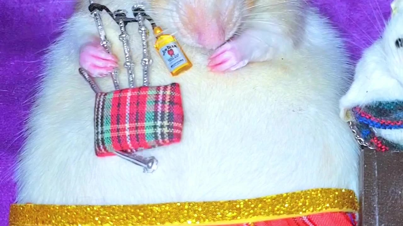 Rat Is All Dressed Up and Ready to Play Bagpipes